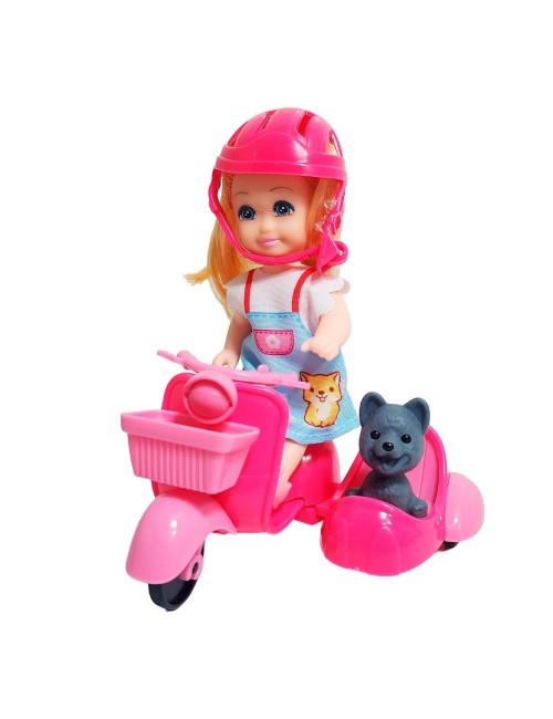 Muñeca En Moto Mascota Moticicleta Juguete Niñas Interactivo
