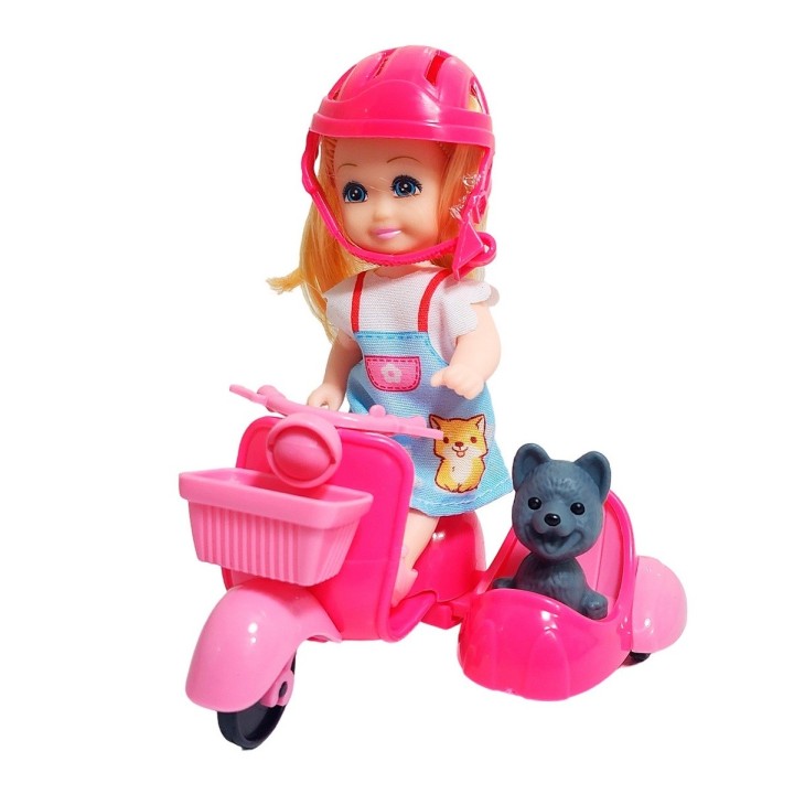 Muñeca En Moto Mascota Moticicleta Juguete Niñas Interactivo