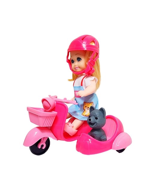 Muñeca En Moto Mascota Moticicleta Juguete Niñas Interactivo