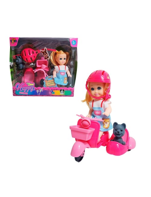 Muñeca En Moto Mascota Moticicleta Juguete Niñas Interactivo