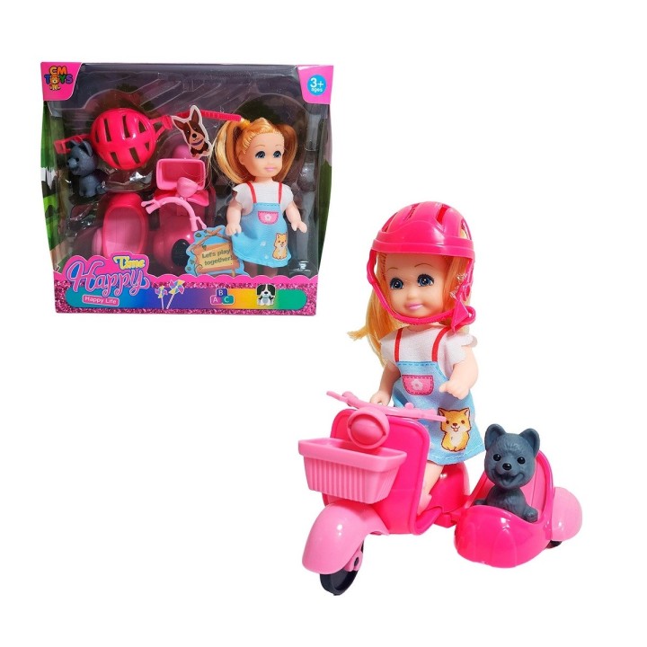 Muñeca En Moto Mascota Moticicleta Juguete Niñas Interactivo