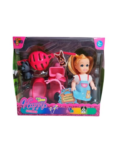 Muñeca En Moto Mascota Moticicleta Juguete Niñas Interactivo