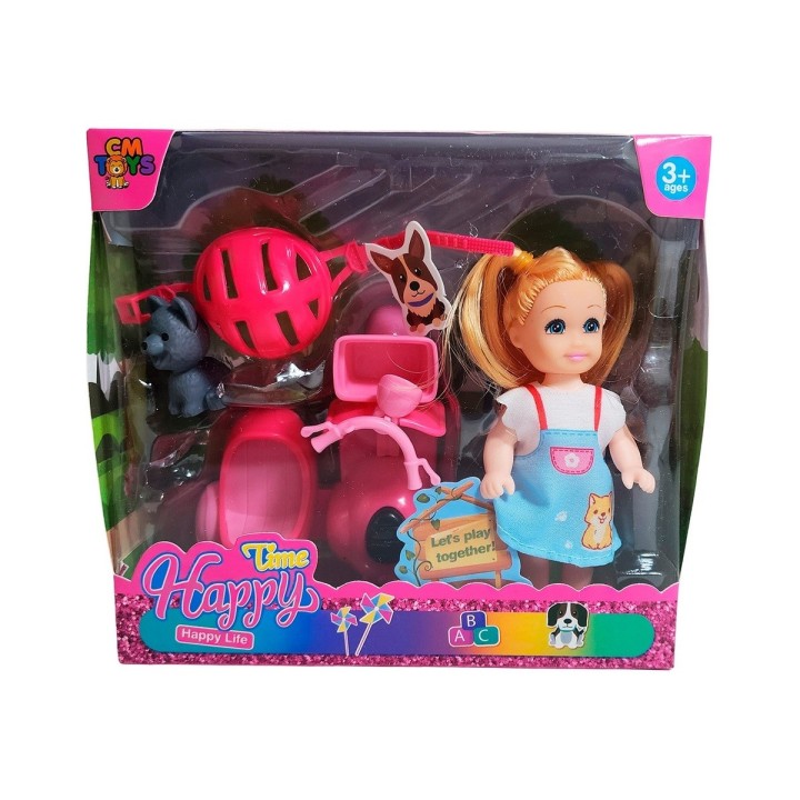 Muñeca En Moto Mascota Moticicleta Juguete Niñas Interactivo
