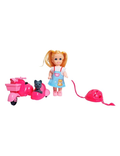 Muñeca En Moto Mascota Moticicleta Juguete Niñas Interactivo