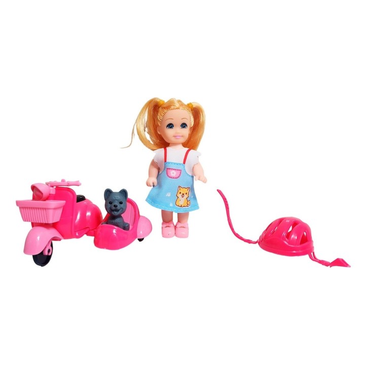Muñeca En Moto Mascota Moticicleta Juguete Niñas Interactivo