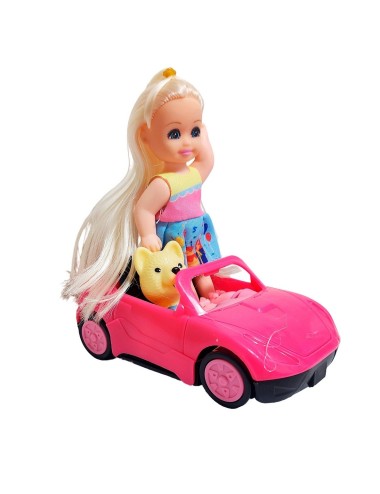Muñeca En Carro Deportivo Mascota Juguete Niñas Interactivo