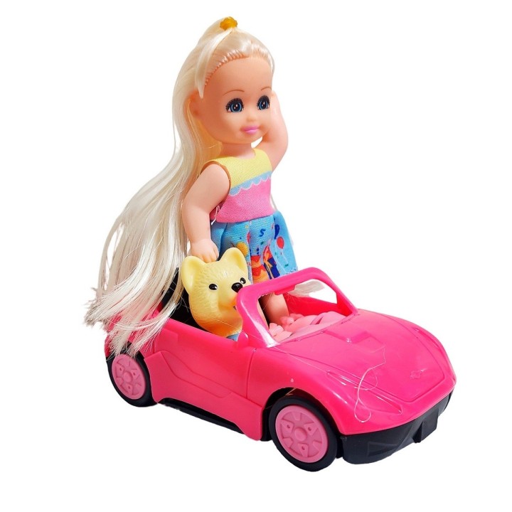 Muñeca En Carro Deportivo Mascota Juguete Niñas Interactivo