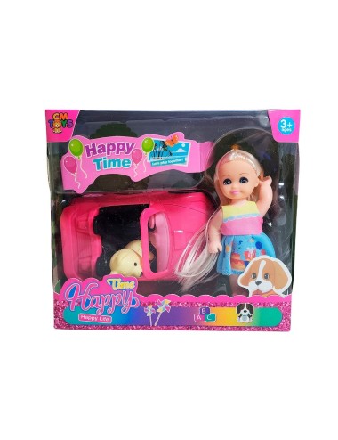 Muñeca En Carro Deportivo Mascota Juguete Niñas Interactivo