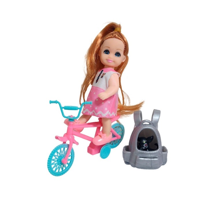 Muñeca En Bicicleta Mascota Juguete Niñas Interactivo