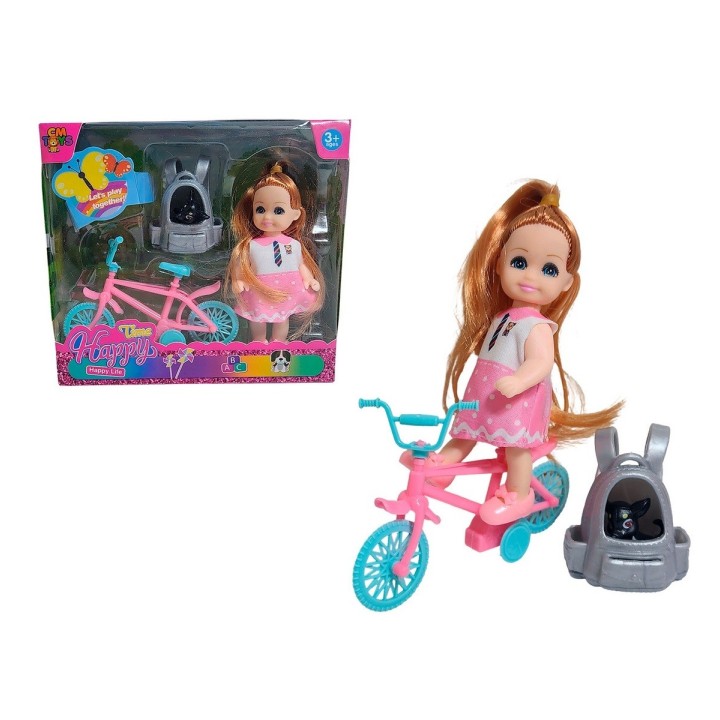 Muñeca En Bicicleta Mascota Juguete Niñas Interactivo