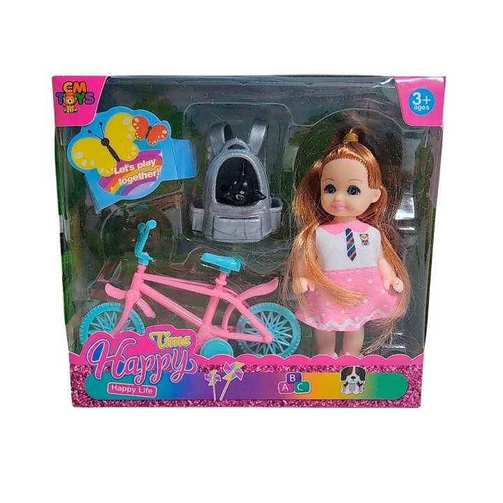 Muñeca En Bicicleta Mascota Juguete Niñas Interactivo