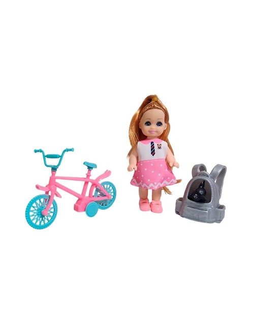 Muñeca En Bicicleta Mascota Juguete Niñas Interactivo