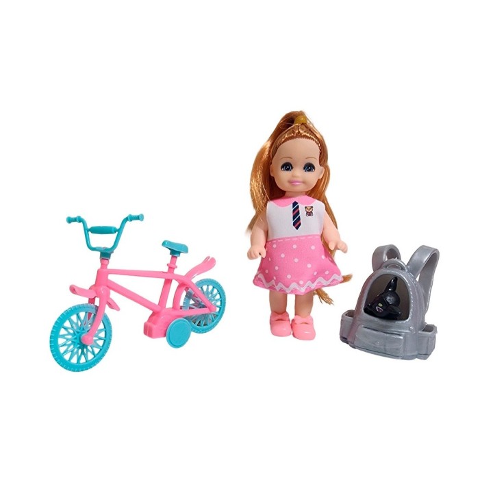 Muñeca En Bicicleta Mascota Juguete Niñas Interactivo