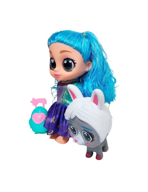 Muñeca Bebe Ojos Expresivos Con Mascota + Bolso Juguete