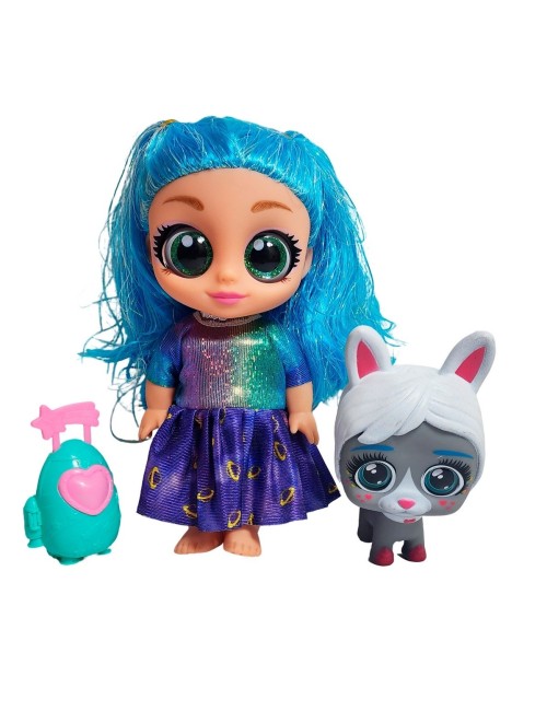 Muñeca Bebe Ojos Expresivos Con Mascota + Bolso Juguete