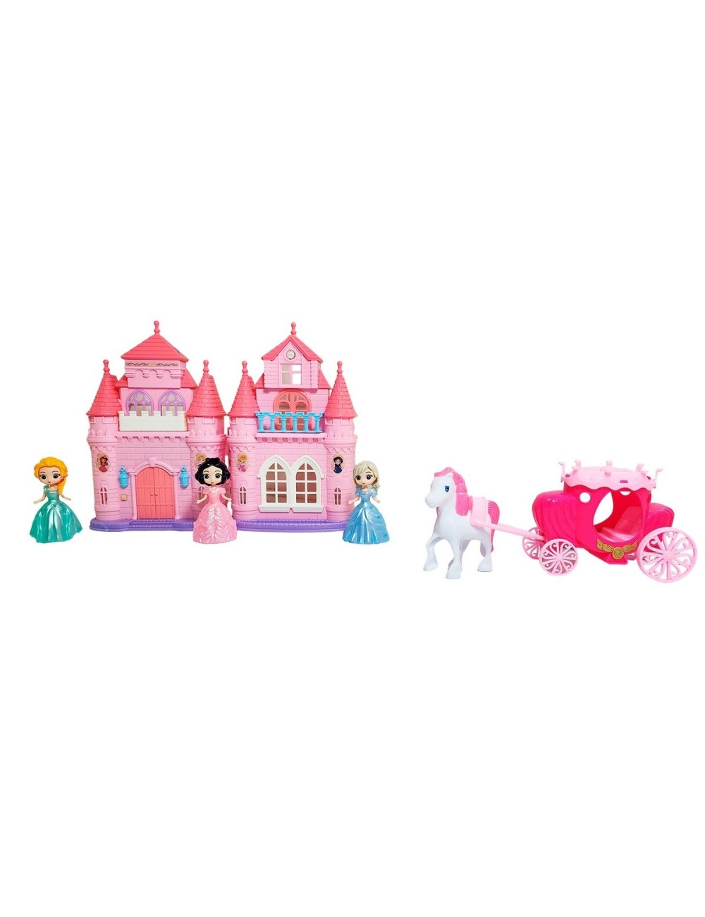 Castillo Casa Muñecas Princesas + Carruajue Juguete Niñas