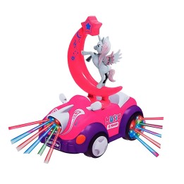 Carro Luna Unicornio Luces Sonido Movimiento Niña + Baterias