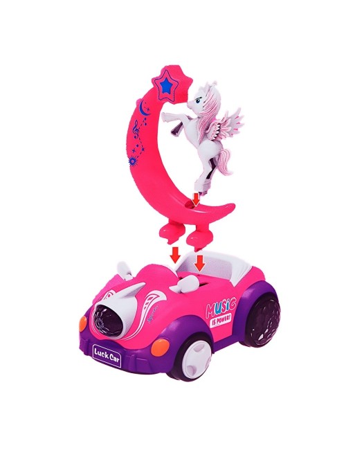 Carro Luna Unicornio Luces Sonido Movimiento Niña + Baterias