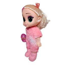 Muñeca Ojos Expresivos Vestido De Peluche + Huevo Sorpresa