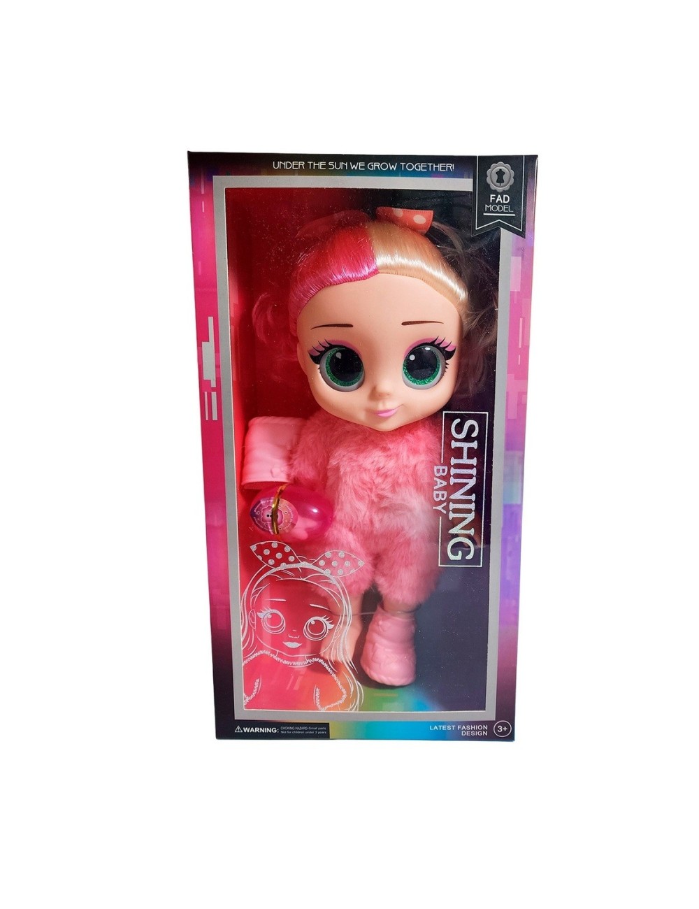 Muñeca Ojos Expresivos Vestido De Peluche + Huevo Sorpresa