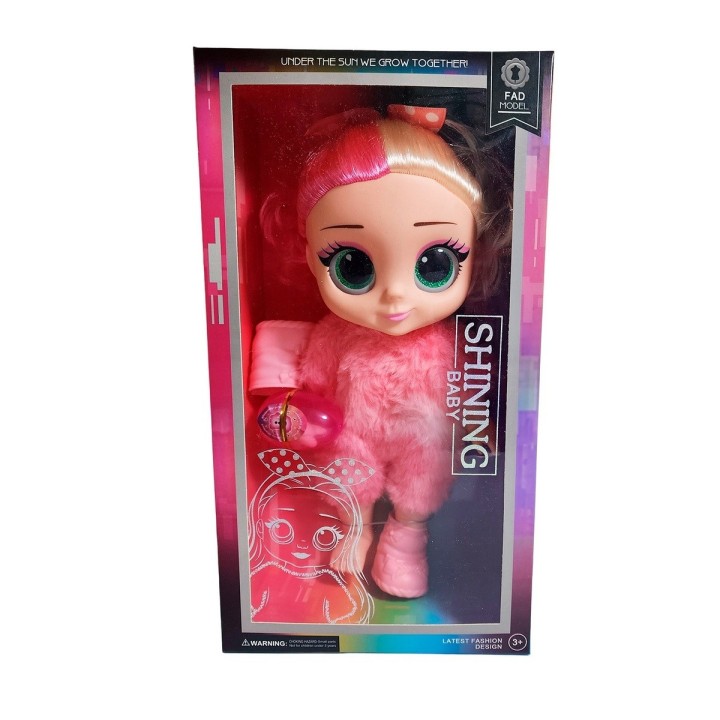Muñeca Ojos Expresivos Vestido De Peluche + Huevo Sorpresa