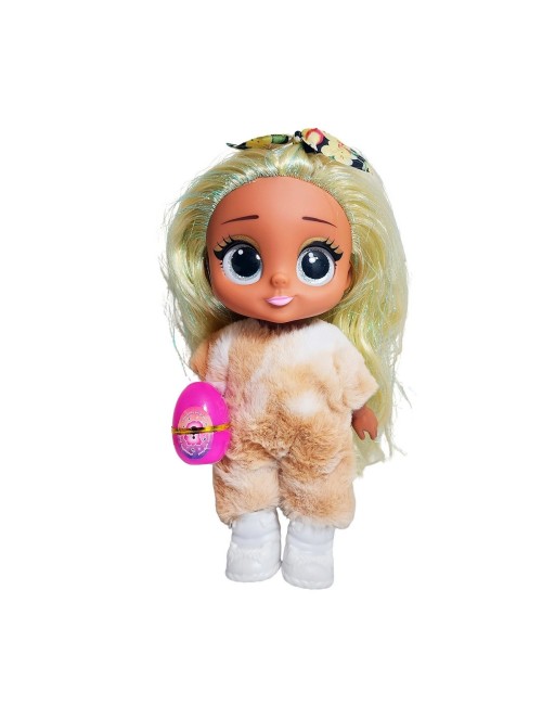 Muñeca Ojos Expresivos Vestido De Peluche + Huevo Sorpresa