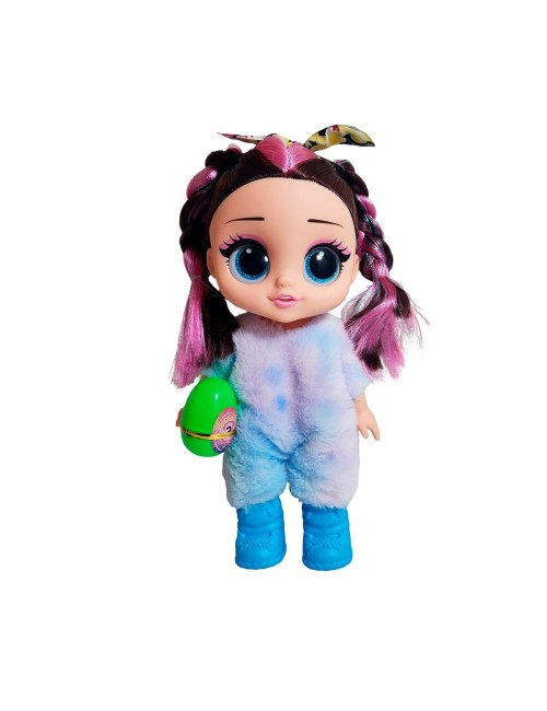 Muñeca Ojos Expresivos Vestido De Peluche + Huevo Sorpresa