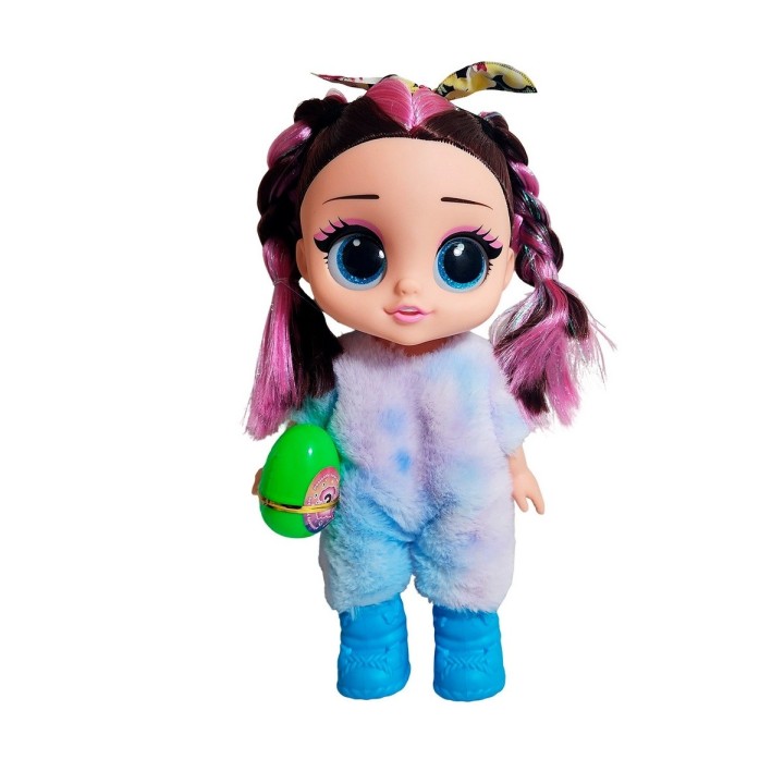 Muñeca Ojos Expresivos Vestido De Peluche + Huevo Sorpresa
