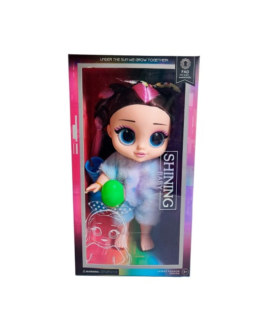 Muñeca Ojos Expresivos Vestido De Peluche + Huevo Sorpresa