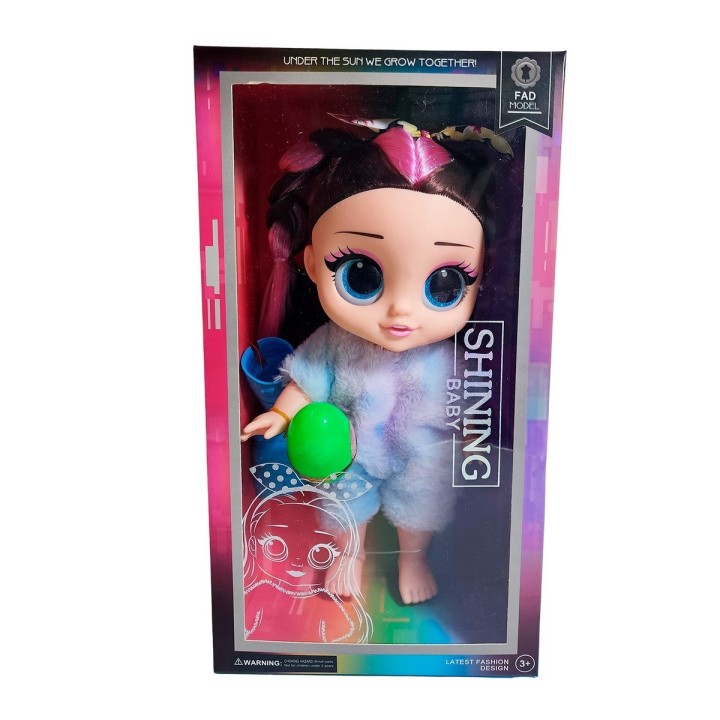 Muñeca Ojos Expresivos Vestido De Peluche + Huevo Sorpresa