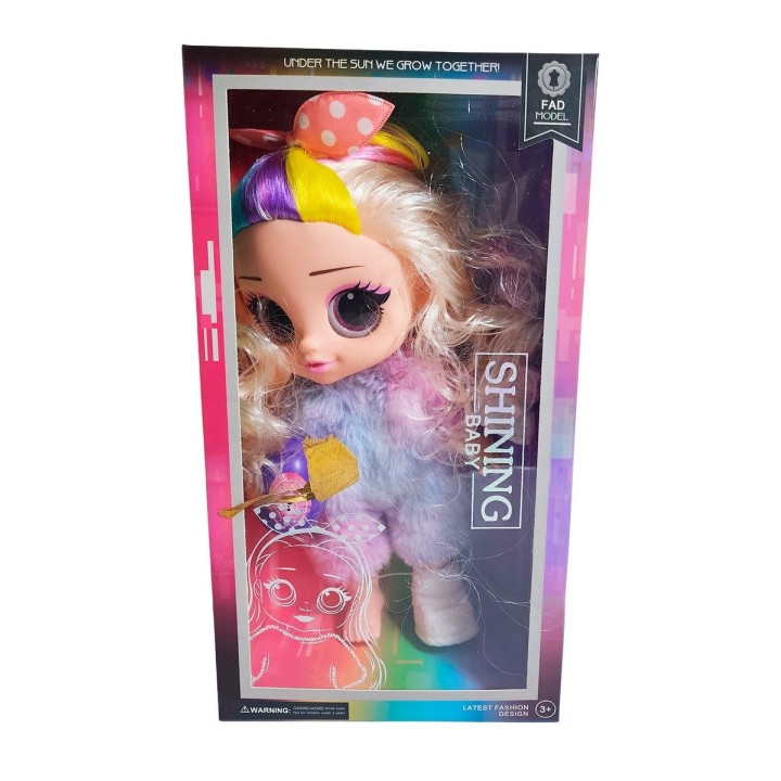Muñeca Ojos Expresivos Vestido De Peluche + Huevo Sorpresa