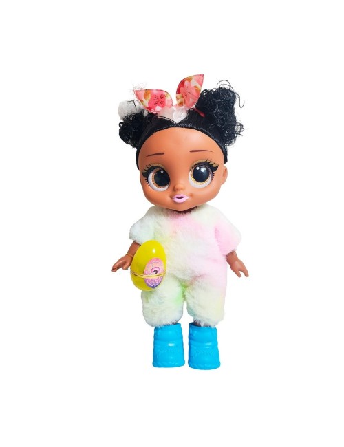 Muñeca Ojos Expresivos Vestido De Peluche + Huevo Sorpresa