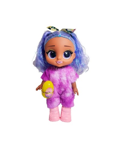 Muñeca Ojos Expresivos Vestido De Peluche + Huevo Sorpresa