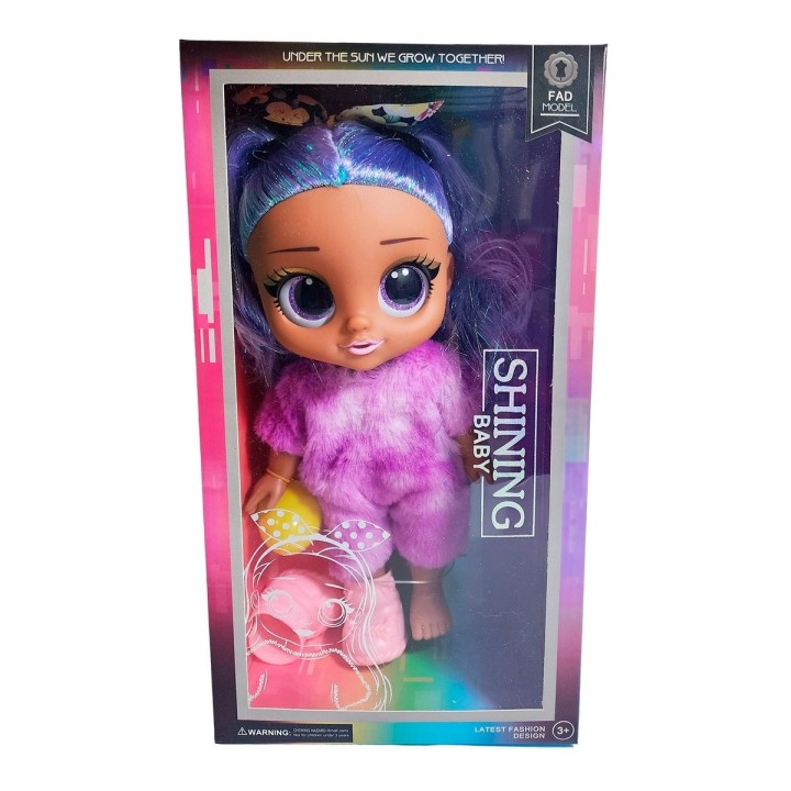 Muñeca Ojos Expresivos Vestido De Peluche + Huevo Sorpresa