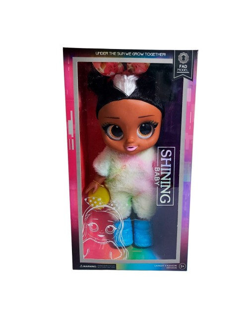 Muñeca Ojos Expresivos Vestido De Peluche + Huevo Sorpresa