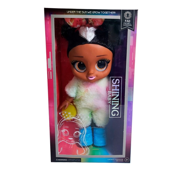Muñeca Ojos Expresivos Vestido De Peluche + Huevo Sorpresa