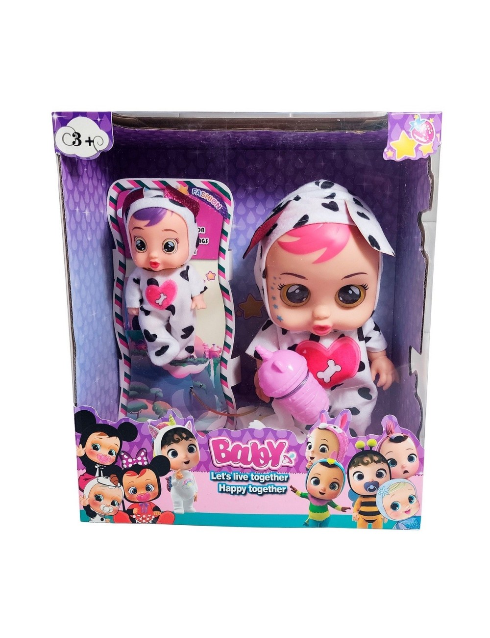 Muñeca Bebe + Mini Muñeca Mascota Y Tetero Juguete Niñas