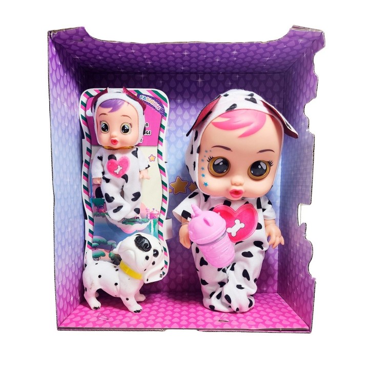 Muñeca Bebe + Mini Muñeca Mascota Y Tetero Juguete Niñas