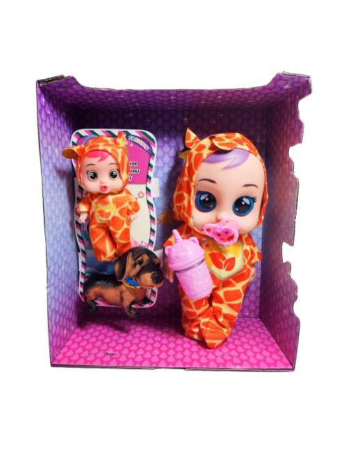 Muñeca Bebe + Mini Muñeca Mascota Y Tetero Juguete Niñas