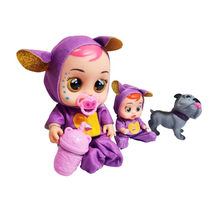 Muñeca Bebe + Mini Muñeca Mascota Y Tetero Juguete Niñas