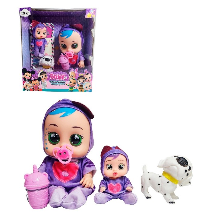 Muñeca Bebe + Mini Muñeca Mascota Y Tetero Juguete Niñas