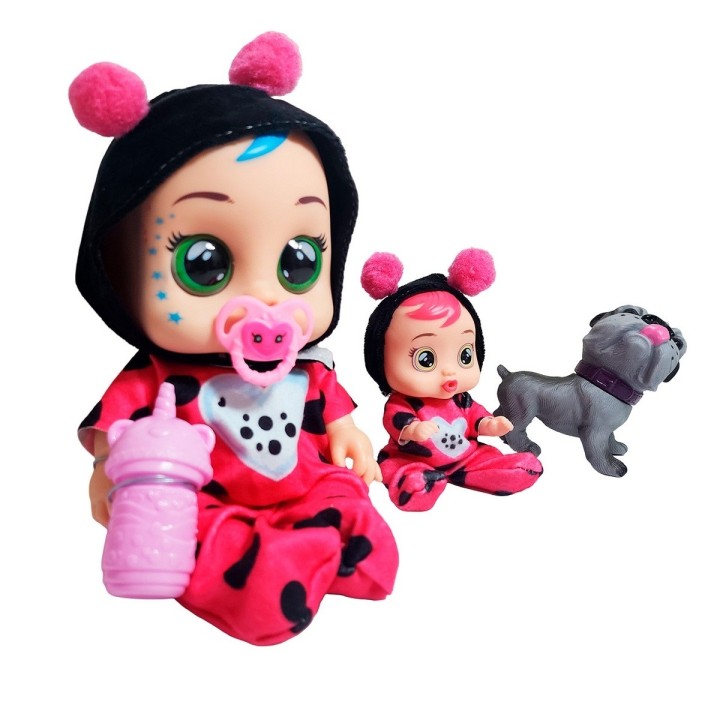 Muñeca Bebe + Mini Muñeca Mascota Y Tetero Juguete Niñas
