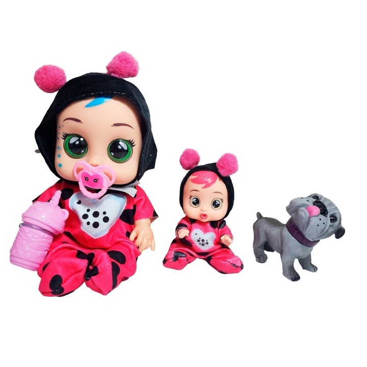Muñeca Bebe + Mini Muñeca Mascota Y Tetero Juguete Niñas