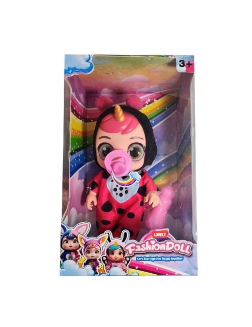 Muñeca Bebe Unicornio Con Vestido + Tetero Y Paleta