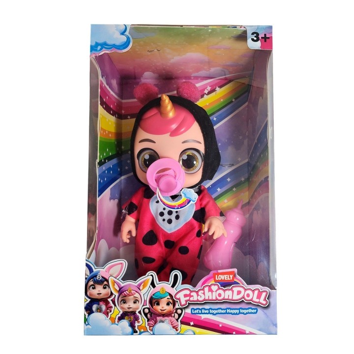 Muñeca Bebe Unicornio Con Vestido + Tetero Y Paleta