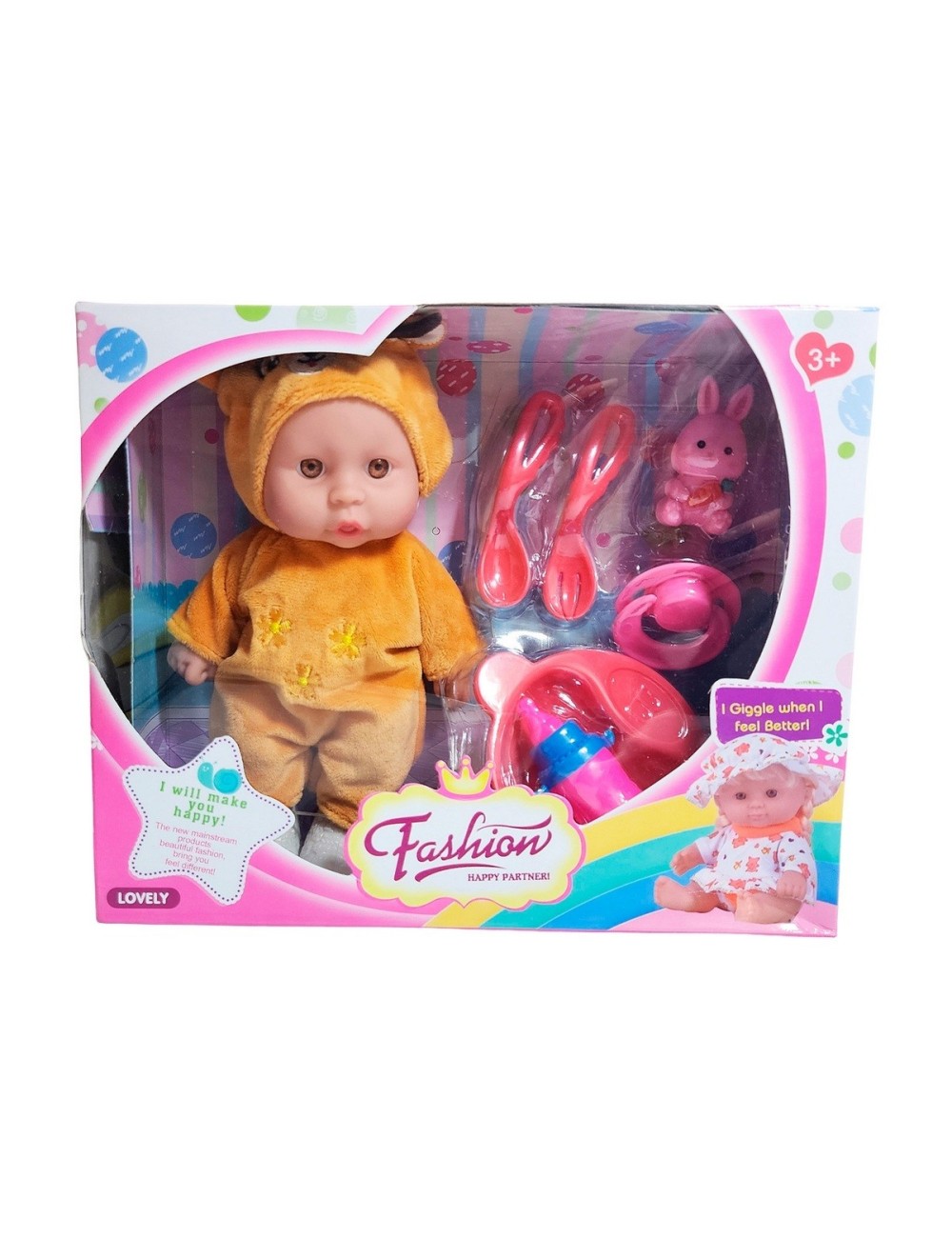 Muñeco Bebe Pijama + Utencilios Accesorios Juguete Niñas