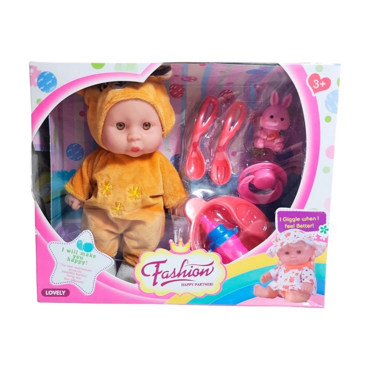 Muñeco Bebe Pijama + Utencilios Accesorios Juguete Niñas