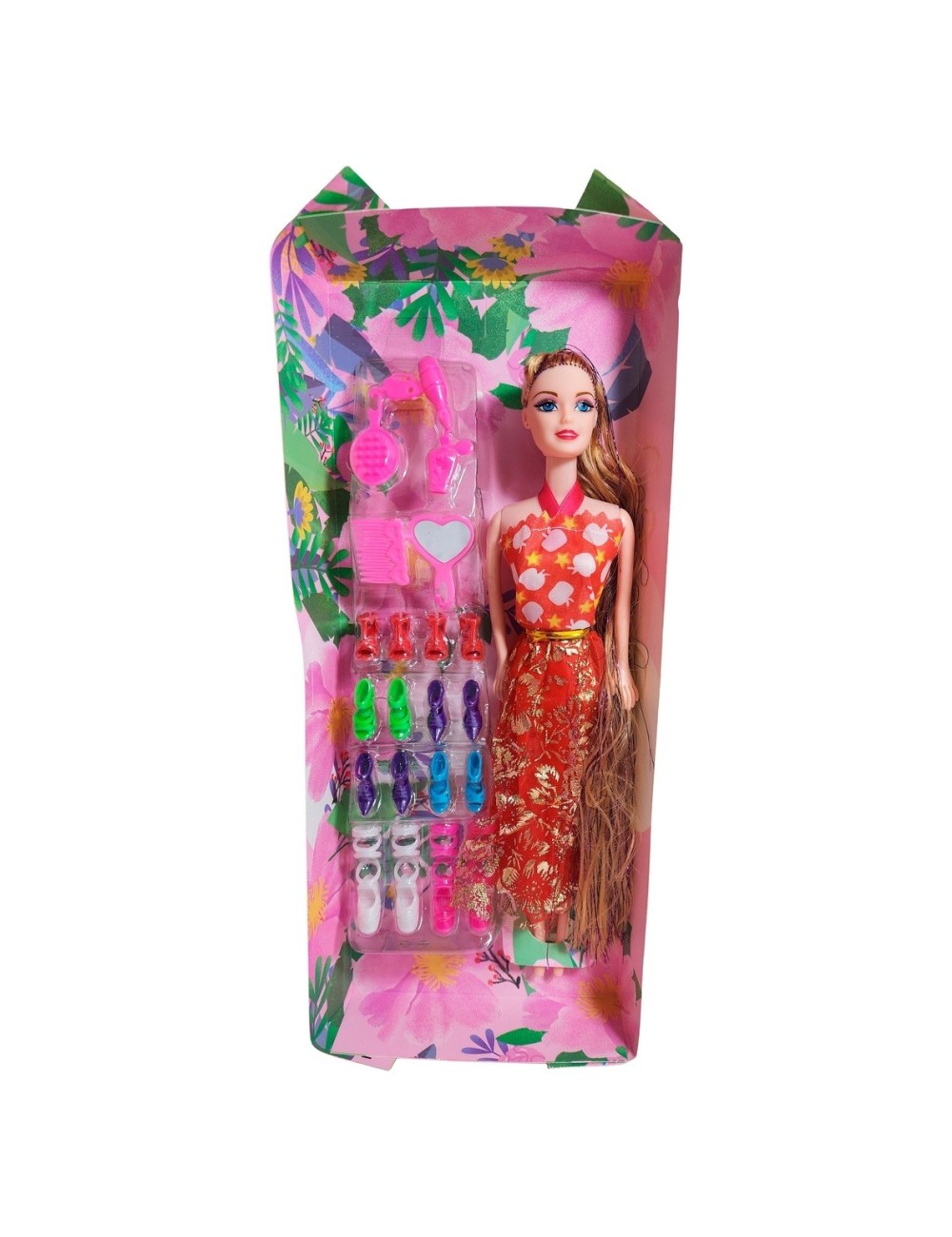 Muñeca Con Vestido Fashion + Accesorios Y Set De Zapatos