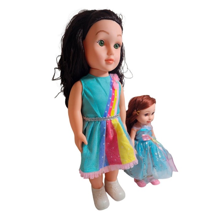 Muñeca Con Vestido Y Muñeca Mini + Diadema Juguete Niñas