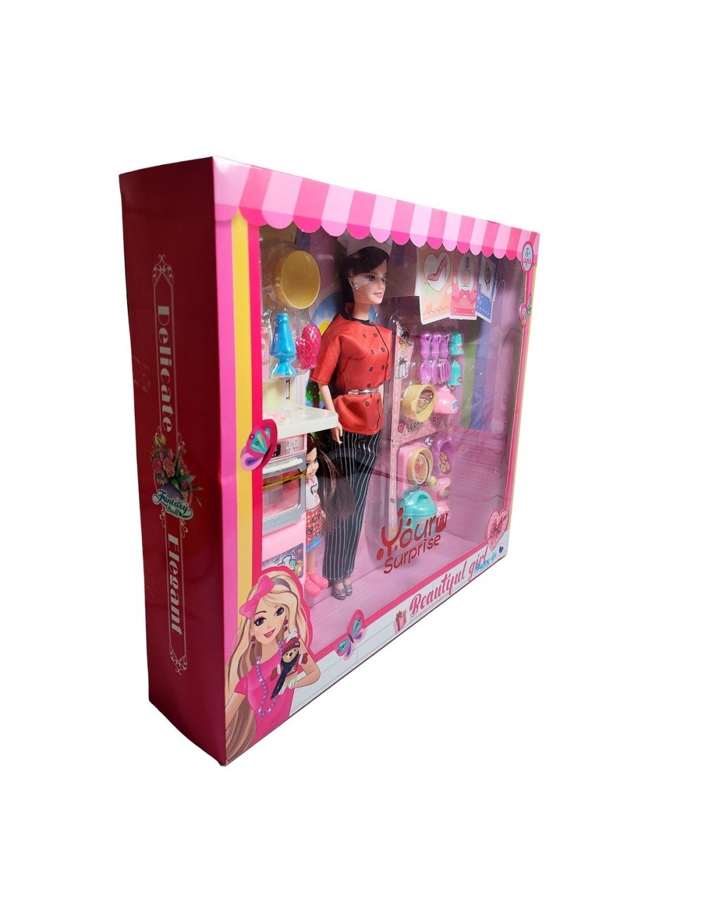 Muñeca Chef Con Muñeca Mini + Accesorios Cocina Juguete Niña